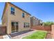 The backyard features pavers, artificial turf, and is enclosed by brick fencing at 3164 Bormida Ave, Henderson, NV 89044