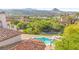 Backyard aerial shot showcasing the refreshing pool and gorgeous landscaping at 4 Via Vittorio Pl, Henderson, NV 89011