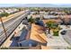 Aerial shot of a home with solar panels and tile roof in a suburban neighborhood setting at 5417 Bible Cir, North Las Vegas, NV 89031