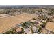 Expansive aerial view of neighborhood and home with desert landscape, illustrating location and ambiance at 5515 N Campbell Rd, Las Vegas, NV 89149