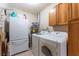 Functional laundry area with full-size appliances and ample storage at 704 N Wallace Dr, Las Vegas, NV 89107