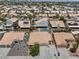Aerial view of a neighborhood showcasing backyard pools, lush greenery, and well-maintained homes at 920 Serpentina Ave, Las Vegas, NV 89123