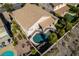 Aerial view of backyard with pool, patio, and garden area at 1779 Antelope Valley Ave, Henderson, NV 89012