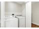 Laundry room featuring a new white washer and dryer at 2112 Hollow Oak Ave, North Las Vegas, NV 89031