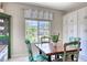 A cozy breakfast nook features views of lush landscaping and the surrounding neighborhood at 2205 Sandstone Cliffs Dr, Henderson, NV 89044