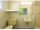Bathroom in yellow featuring a vintage vanity and shower at 2245 Sombrero Dr, Las Vegas, NV 89169