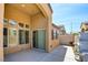 Spacious patio featuring a modern water fountain, perfect for outdoor entertaining at 3429 Glacial Lake St, Las Vegas, NV 89122