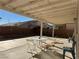 Relaxing covered back patio space with seating and views of the fenced backyard, perfect for outdoor enjoyment at 8901 Kingswood Dr, Las Vegas, NV 89147