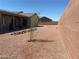 Low-maintenance backyard featuring gravel and desert landscaping surrounded by a brick wall at 31 White Burch Ln, Pahrump, NV 89048