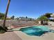 A refreshing swimming pool with blue tile trim is surrounded by desert landscaping and a privacy wall at 3585 Winner Dr, Las Vegas, NV 89120
