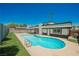 Backyard view featuring a refreshing swimming pool and lush lawn, perfect for outdoor enjoyment at 716 Vincent Way, Las Vegas, NV 89145