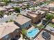 A high shot of the property including an in-ground pool and outdoor recreational area at 9074 Iron Cactus Ave, Las Vegas, NV 89148