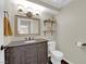 Charming half bathroom features an ornate vanity, decorative mirror, and stylish wall shelves at 1919 Belcastro St, Las Vegas, NV 89117