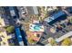 Bird's eye view of a sparkling community pool with nearby parking and apartments at 2068 Mesquite Ln # 203, Laughlin, NV 89029