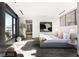 Bright main bedroom featuring modern decor, neutral colors, and large windows with a view at 21 Rockstream Dr, Henderson, NV 89012