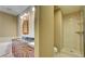Bathroom with double vanity, tiled shower and separate toilet area at 4525 Dean Martin Dr # 2203, Las Vegas, NV 89103