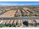 Wide aerial view showcasing the community, neighboring homes, and the surrounding desert landscape with distant mountains at 7853 Bethel Heights Ln, Las Vegas, NV 89113