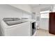 Laundry room with a new Samsung washer and dryer plus convenient shelving for storage at 1000 Cetona Ct, Henderson, NV 89011
