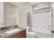 Bathroom with marbled vanity and shower/tub combo at 11658 Midnight Melody Ave, Las Vegas, NV 89138
