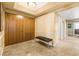 Hallway showing a modern design with a wooden sliding door and marble floors at 2877 Paradise Rd # 702, Las Vegas, NV 89109