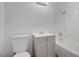 Modern bathroom featuring a vanity with storage, a toilet, and a shower-tub combo at 4829 Hot Springs Ave, Las Vegas, NV 89110