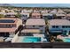 Aerial view of home featuring a backyard pool and covered patio area for outdoor living at 9709 Casper Peak Ct, Las Vegas, NV 89117