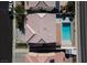 Aerial view of the house showing the backyard swimming pool, patio, and roof at 9709 Casper Peak Ct, Las Vegas, NV 89117