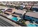 Aerial view of home featuring a backyard pool and covered patio area for outdoor living at 9709 Casper Peak Ct, Las Vegas, NV 89117