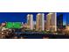 Stunning night view of the Las Vegas strip, showcasing illuminated hotels and vibrant city lights at 125 E Harmon Ave # 2801 & 2803, Las Vegas, NV 89109