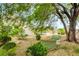 Lush backyard with gravel pathways, mature trees, and artificial turf accents for a peaceful outdoor space at 2766 Mintlaw Ave, Henderson, NV 89044