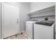 Functional laundry room with modern appliances and storage shelves at 3257 Rushing Waters Pl, Las Vegas, NV 89135