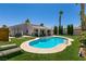 Inviting backyard with a sparkling blue pool, green grass, and covered patio perfect for relaxation at 5025 Chambliss Dr, Las Vegas, NV 89130