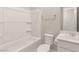 A clean, modern bathroom with a tub/shower combination and single vanity at 3391 Stone View Ave, Henderson, NV 89044