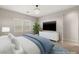 Staged bedroom with plush bedding, modern lighting, and sleek storage, creating a relaxing retreat at 3391 Stone View Ave, Henderson, NV 89044