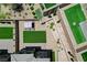 An aerial view showcases the property's low-maintenance yard, complete with xeriscaping and synthetic grass at 689 Rogue Wave St, Las Vegas, NV 89138