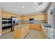 Modern kitchen with stainless steel appliances, granite countertops, an island, and ample cabinet space at 1557 Sabatini Dr, Henderson, NV 89052
