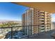 Stunning views from the private balcony of the high-rise condo showcase the cityscape and mountain views at 8255 Las Vegas S Blvd # 1414, Las Vegas, NV 89123