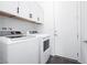 Bright laundry room features white cabinets and modern washer and dryer at 901 Allister Fields Ln, Las Vegas, NV 89138