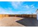 Spacious backyard with dirt landscaping and a wooden fence, offering privacy and potential at 2 Utah Way, Henderson, NV 89015