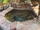 Small backyard pond with natural stone surround and leafy debris at 3167 El Cedro Cir, Las Vegas, NV 89121