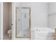 Bathroom featuring shower, soaking tub and tile flooring at 4760 Verdet St, Las Vegas, NV 89147