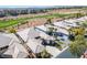 Aerial view of neighborhood featuring well-maintained homes and lush green landscaping at 9233 Canyon Mesa Dr, Las Vegas, NV 89144