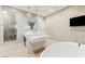 Modern primary bath featuring a floating double vanity, soaking tub, and glass-enclosed shower at 3750 S Las Vegas Blvd # 4507, Las Vegas, NV 89158