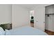 Inviting bedroom with a comfortable bed, closet, and a view into the living space at 5081 Notting Hill Ave, Las Vegas, NV 89139