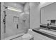 Sleek bathroom with glass shower, rainfall shower head, and modern vanity at 6235 N Fort Apache Rd, Las Vegas, NV 89149