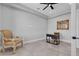 Home office featuring modern furniture, tile floors, recessed lighting, and a neutral color palette at 6235 N Fort Apache Rd, Las Vegas, NV 89149