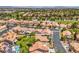 Extensive neighborhood with well-maintained homes, mature trees, and community green spaces against a mountain backdrop at 7772 Buckwood Ct, Las Vegas, NV 89149