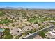 Wide aerial view of a well-planned community with a golf course winding through the residential area at 3048 Red Arrow Dr, Las Vegas, NV 89135