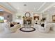 Inviting sitting area with fireplace, stylish couches, and views of outdoor scenery at 3048 Red Arrow Dr, Las Vegas, NV 89135