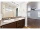 Bathroom features double vanity sinks and shower-tub combo at 2400 Dutchmans Pipe Ct, Las Vegas, NV 89106